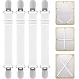 4PCS Adjustable Bed Sheet Straps, Elastic Grippers for Bedding