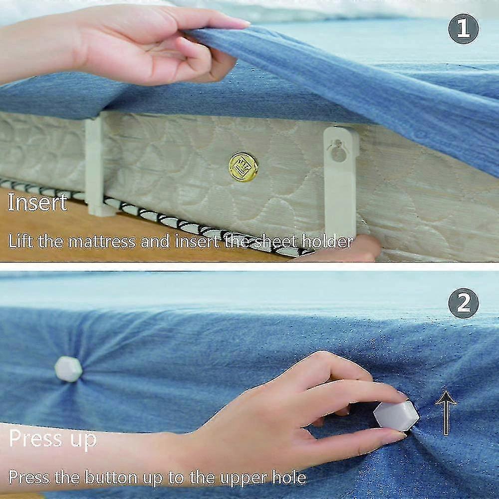 8PCS Bed Sheet Tensioners, White, Adjustable Corner Clips for Mattress