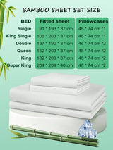 Hotel Breathable Bamboo Fitted Sheet & Pillowcase-3 Piece-Ultra Soft 2000TC Breathable Fitted Bed Sheets Set with 37 Centimetre Deep Pocket-Cooling Sheets for Hot Sleepers(Black,Double)