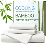 Hotel Breathable Bamboo Fitted Sheet & Pillowcase-3 Piece - Ultra Soft 2000TC Breathable Fitted Bed Sheets Set with 37 Centimetre Deep Pocket-Cooling Sheets for Hot Sleepers(White,King)
