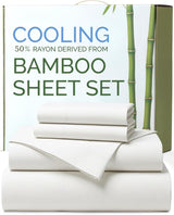 4 Piece Ultra Soft Bamboo Breathable Sheet Set -Hotel 2000TC Breathable Bed Sheets Set with 37 Centimetre Deep Pocket-Breathable Sheets for Hot Sleepers(White,King)