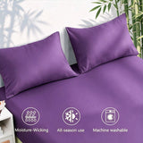 Hotel Breathable Bamboo Fitted Sheet & Pillowcase-2 Piece-Ultra Soft 2000TC Breathable Fitted Bed Sheets Set with 37 Centimetre Deep Pocket-Cooling Sheets for Hot Sleepers(Purple,King Single)