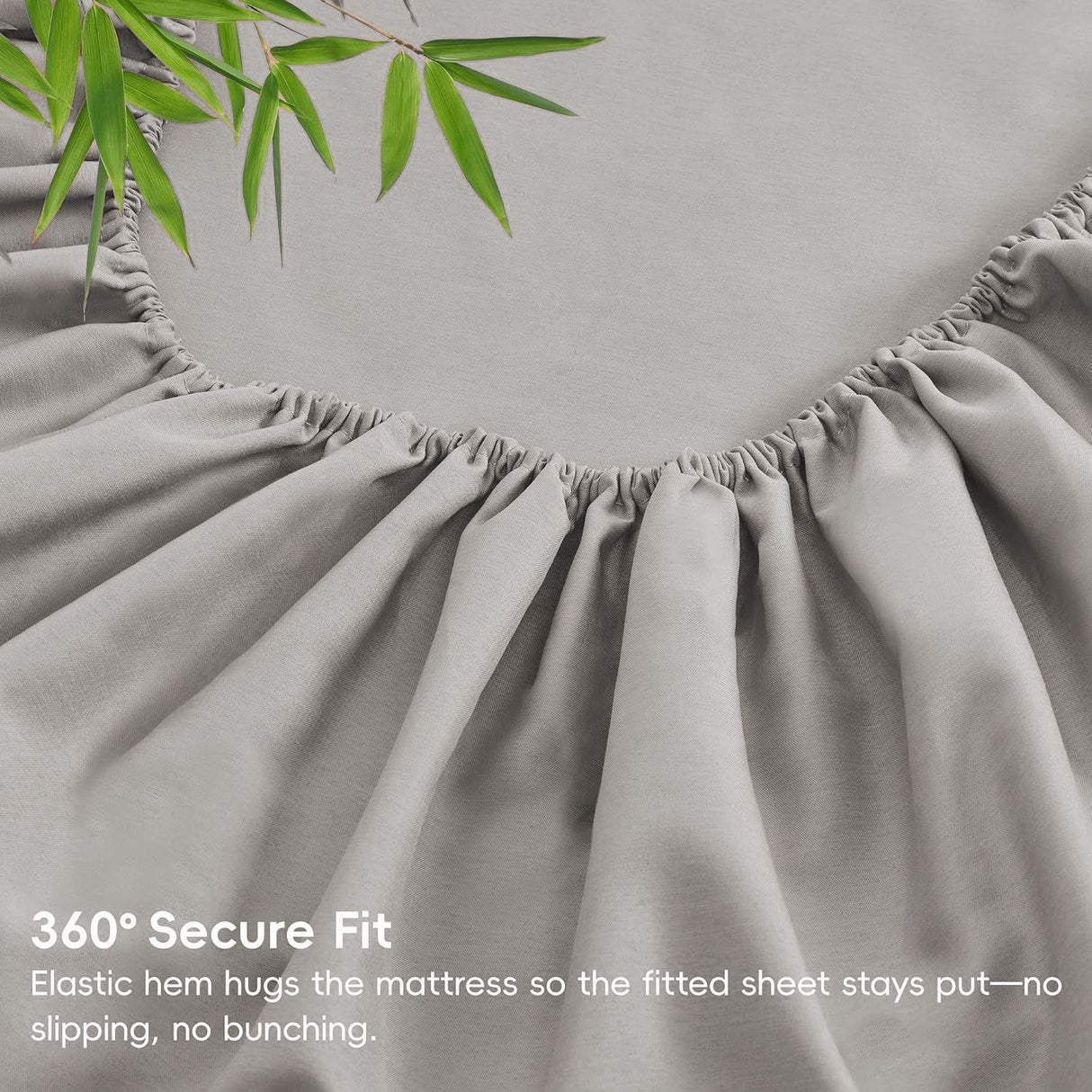 Hotel Breathable Bamboo Fitted Sheet & Pillowcase-2 Piece-Ultra Soft 2000TC Breathable Fitted Bed Sheets Set with 37 Centimetre Deep Pocket-Cooling Sheets for Hot Sleepers(Silver-gray,King Single)
