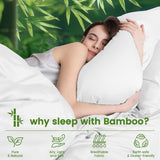 Hotel Breathable Bamboo Fitted Sheet & Pillowcase-2 Piece-Ultra Soft 2000TC Breathable Fitted Bed Sheets Set with 37 Centimetre Deep Pocket-Cooling Sheets for Hot Sleepers(White,King Single)