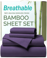 3 Piece Ultra Soft Bamboo Breathable Sheet Set -Hotel 2000TC Breathable Bed Sheets Set with 37 Centimetre Deep Pocket-Breathable Sheets for Hot Sleepers(Purple,King Single)
