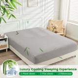 3 Piece Ultra Soft Bamboo Breathable Sheet Set -Hotel 2000TC Breathable Bed Sheets Set with 37 Centimetre Deep Pocket-Breathable Sheets for Hot Sleepers(Silver-gray,King Single)