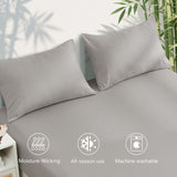 4 Piece Ultra Soft Bamboo Breathable Sheet Set -Hotel 2000TC Breathable Bed Sheets Set with 37 Centimetre Deep Pocket-Breathable Sheets for Hot Sleepers(Silver-gray,Queen)