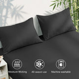 Hotel Breathable Bamboo Fitted Sheet & Pillowcase-3 Piece-Ultra Soft 2000TC Breathable Fitted Bed Sheets Set with 40 Centimetre Deep Pocket-Cooling Sheets for Hot Sleepers(Black,Super King)