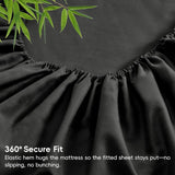 Hotel Breathable Bamboo Fitted Sheet & Pillowcase-3 Piece-Ultra Soft 2000TC Breathable Fitted Bed Sheets Set with 40 Centimetre Deep Pocket-Cooling Sheets for Hot Sleepers(Black,Super King)