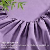 Hotel Breathable Bamboo Fitted Sheet & Pillowcase-3 Piece-Ultra Soft 2000TC Breathable Fitted Bed Sheets Set with 40 Centimetre Deep Pocket-Cooling Sheets for Hot Sleepers(Purple,Super King)