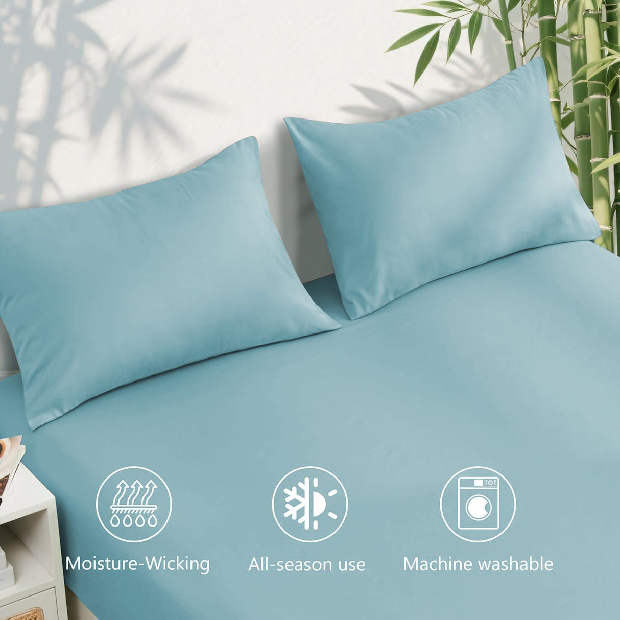 4 Piece Ultra Soft Bamboo Breathable Sheet Set -Hotel 2000TC Breathable Bed Sheets Set with 40 Centimetre Deep Pocket-Breathable Sheets for Hot Sleepers(Sky Blue,Super King)