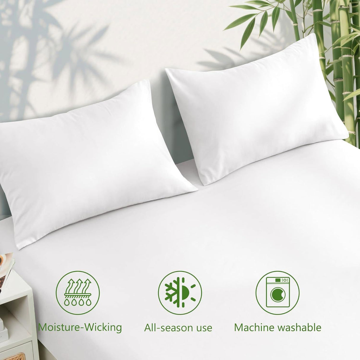 4 Piece Ultra Soft Bamboo Breathable Sheet Set -Hotel 2000TC Breathable Bed Sheets Set with 40 Centimetre Deep Pocket-Breathable Sheets for Hot Sleepers(White,Super King)