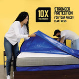 Mattress Bag Mattresses Protector Plastic Moving Storage Dust Cover Carry Bed Waterproof Zipper Packing Reusable Disposal, Extra Thick Heavy Duty, with Handles(Double)