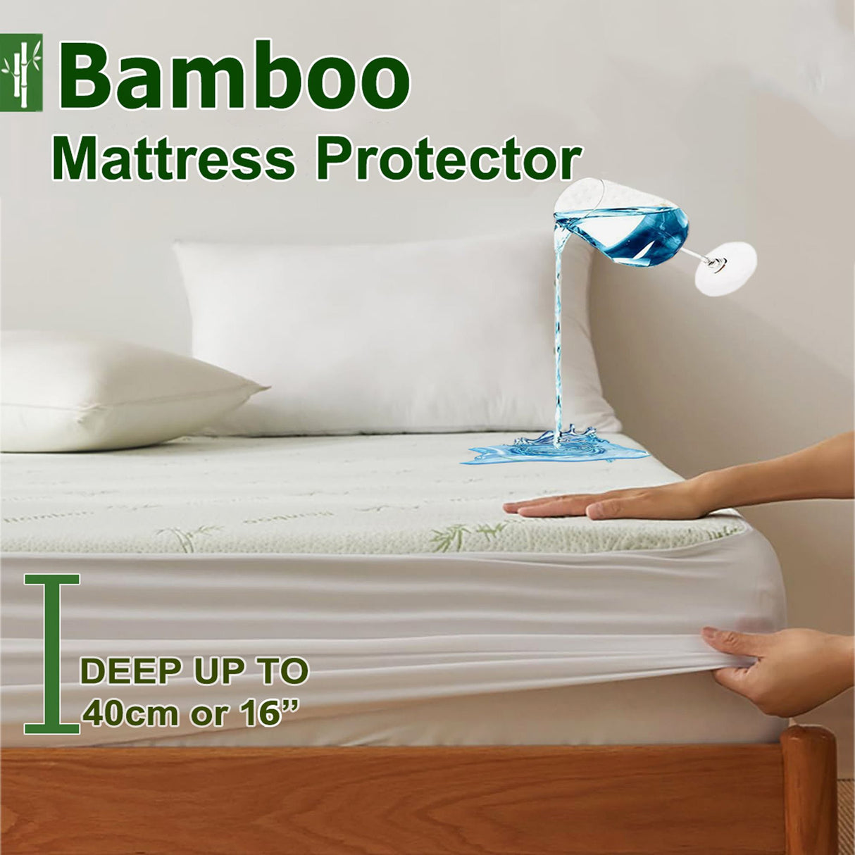 100% Waterproof King Single Mattress Protector, Breathable Mattress Cover King Single Size Bed, 3D Air Fabric Cooling Bed Pad Cover, Deep Pocket 40cm