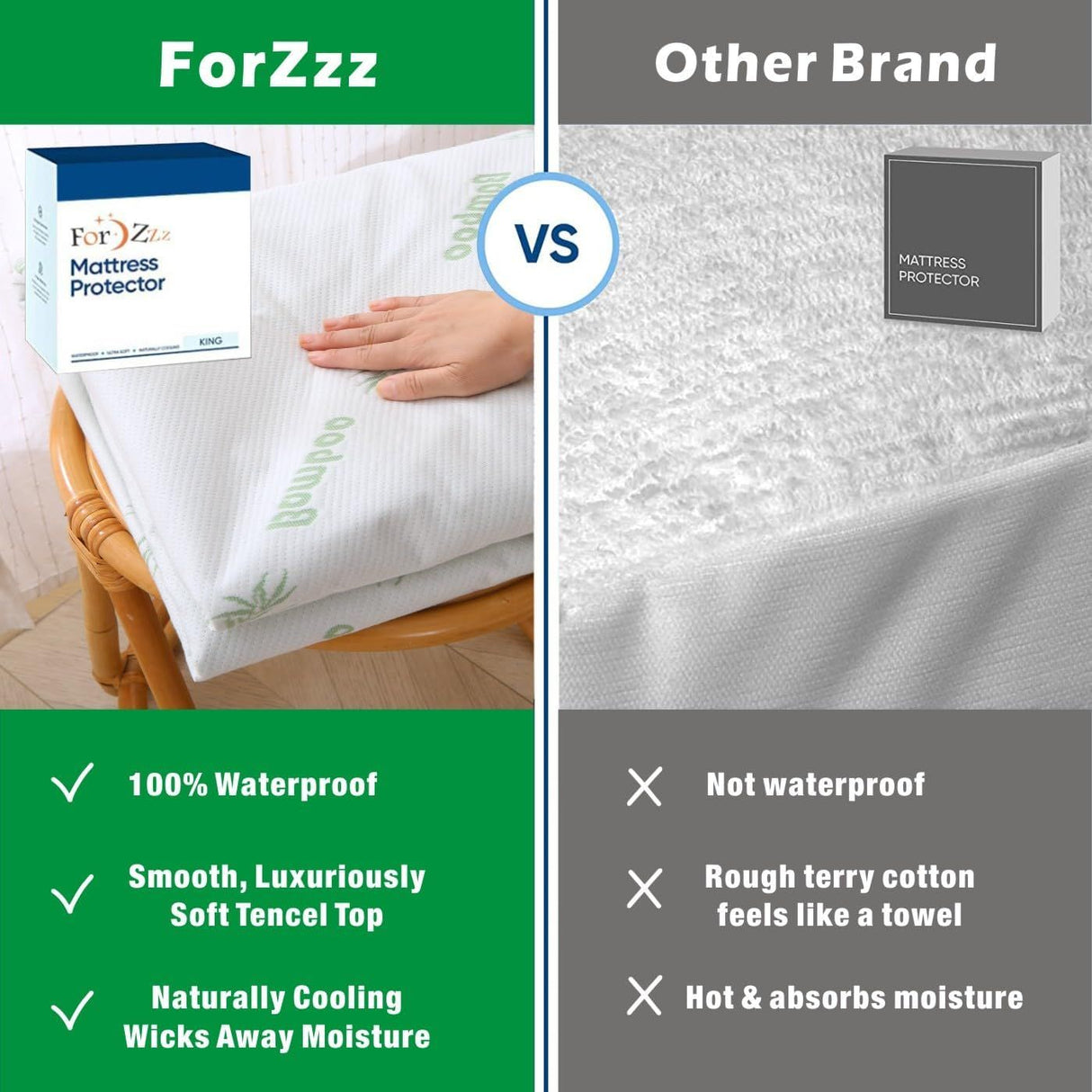 100% Waterproof King Single Mattress Protector, Breathable Mattress Cover King Single Size Bed, 3D Air Fabric Cooling Bed Pad Cover, Deep Pocket 40cm