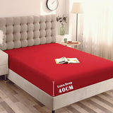 Hotel Quality Fitted Sheet - 1 Piece Fitted Sheet  -Breathable Bedding - Wrinkle, Fade, Stain Resistant- 16inch/40cm Deep Pocket Fitted Bed Sheet-Wrinkle and Fade Resistant,(Red,Super King)