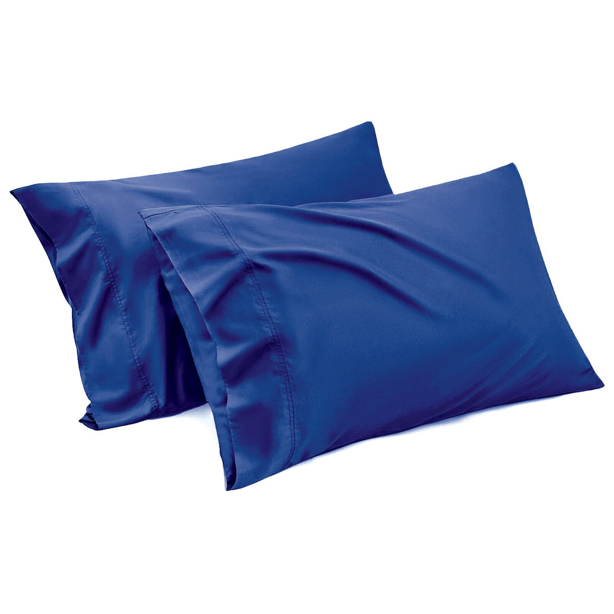 1000TC Ultra Soft Microfiber Pillowcases,Pair of Standard Pillow Covers,（navy, Standard Size, 48x74 cm)