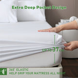 3 Piece Hotel Bamboo Cooling Fitted Sheet Set & Pillowcase -Ultra Soft 2000TC Breathable Fitted Bed Sheets Set with 37 Centimetre Deep Pocket-Cooling Sheets for Hot Sleepers(White,Double)