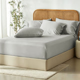 3 Piece Hotel Bamboo Cooling Fitted Sheet Set & Pillowcase -Ultra Soft 2000TC Breathable Fitted Bed Sheets Set with 37 Centimetre Deep Pocket-Cooling Sheets for Hot Sleepers(Silver-gray,Double)