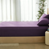 3 Piece Hotel Bamboo Cooling Fitted Sheet Set & Pillowcase -Ultra Soft 2000TC Breathable Fitted Bed Sheets Set with 37 Centimetre Deep Pocket-Cooling Sheets for Hot Sleepers(Purple,Double)