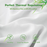 3 Piece Hotel Bamboo Cooling Fitted Sheet Set & Pillowcase -Ultra Soft 2000TC Breathable Fitted Bed Sheets Set with 37 Centimetre Deep Pocket-Cooling Sheets for Hot Sleepers(White,King)