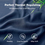 3 Piece Hotel Bamboo Cooling Fitted Sheet Set & Pillowcase -Ultra Soft 2000TC Breathable Fitted Bed Sheets Set with 37 Centimetre Deep Pocket-Cooling Sheets for Hot Sleepers(Navy,Queen)