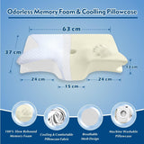 Bamboo Cervical Pillow for Neck and Shoulder Pain Relief Ergonomic Bed Pillow, Cooling Ergonomic Memory Foam Pillow Butterfly Shape for Side Back Stomach Sleeping Use with Breathable Cooling Pillowcase