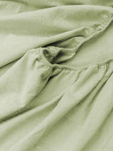 100% Cotton Fitted Sheet - Super Soft 40cm Deep Pocket Bottom Sheets - White Elastic Sheet（Double,Green beans)