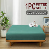 100% Cotton Fitted Sheet - Super Soft 40cm Deep Pocket Bottom Sheets - White Elastic Sheet（Double,Biscay blue)