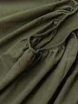 100% Cotton Fitted Sheet - Super Soft 40cm Deep Pocket Bottom Sheets - White Elastic Sheet（King Single,Olive green)