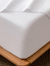 100% Cotton Fitted Sheet - Super Soft 40cm Deep Pocket Bottom Sheets - White Elastic Sheet（Queen,White)