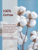 100% Cotton Fitted Sheet - Super Soft 40cm Deep Pocket Bottom Sheets - White Elastic Sheet（Single,Green beans)