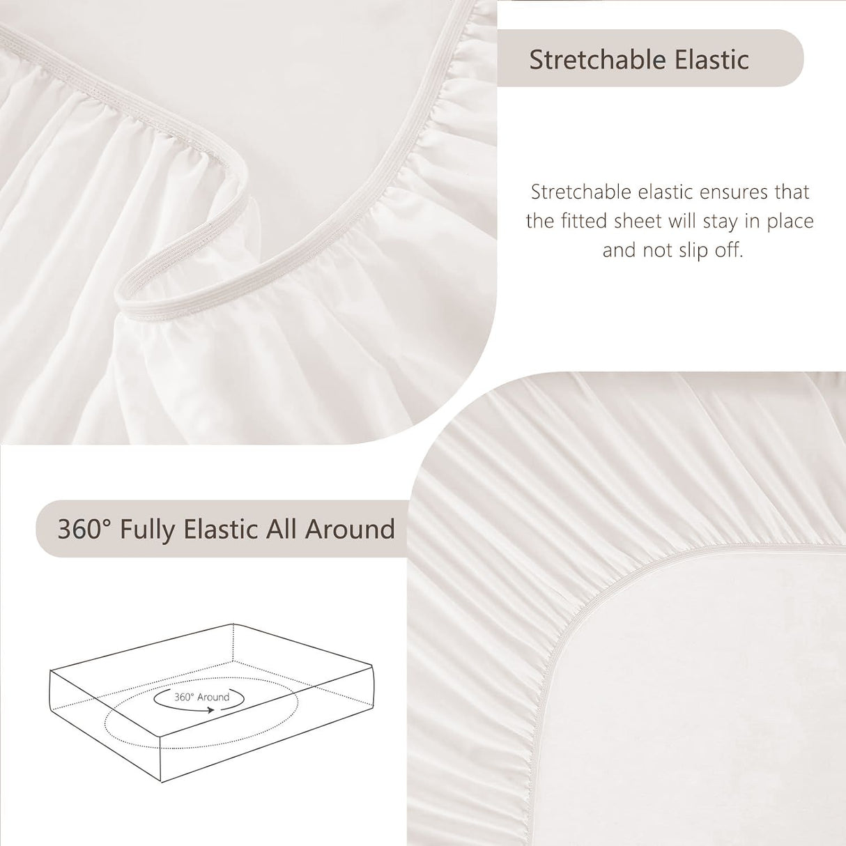 Hotel Soft Bed Sheet Set- Bedding Sheets & Pillowcases -Breathable Bedding - Wrinkle, Fade, Stain Resistant-Deep Pocket Flat Fitted Bed Sheet Set(White,Double)