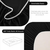 Hotel Soft Bed Sheet Set- Bedding Sheets & Pillowcases -Breathable Bedding - Wrinkle, Fade, Stain Resistant-Deep Pocket Flat Fitted Bed Sheet Set(Black,Double)