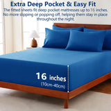 Hotel Soft Bed Sheet Set- Bedding Sheets & Pillowcases -Breathable Bedding - Wrinkle, Fade, Stain Resistant-Deep Pocket Flat Fitted Bed Sheet Set(Royal blue,Double)