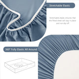 Hotel Soft Bed Sheet Set- Bedding Sheets & Pillowcases -Breathable Bedding - Wrinkle, Fade, Stain Resistant-Deep Pocket Flat Fitted Bed Sheet Set(Ocean,Double)