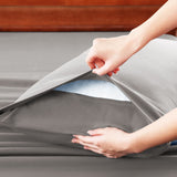 Hotel Soft Bed Sheet Set- Bedding Sheets & Pillowcases -Breathable Bedding - Wrinkle, Fade, Stain Resistant-Deep Pocket Flat Fitted Bed Sheet Set(Grey,Double)