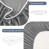 Hotel Soft Bed Sheet Set- Bedding Sheets & Pillowcases -Breathable Bedding - Wrinkle, Fade, Stain Resistant-Deep Pocket Flat Fitted Bed Sheet Set(Grey,Double)