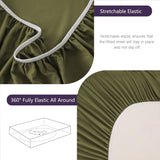 Hotel Soft Bed Sheet Set- Bedding Sheets & Pillowcases -Breathable Bedding - Wrinkle, Fade, Stain Resistant-Deep Pocket Flat Fitted Bed Sheet Set(Olive green,Double)