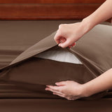 Hotel Soft Bed Sheet Set- Bedding Sheets & Pillowcases -Breathable Bedding - Wrinkle, Fade, Stain Resistant-Deep Pocket Flat Fitted Bed Sheet Set(Chocolate,Double)