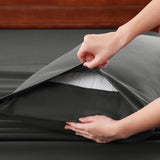 Hotel Soft Bed Sheet Set- Bedding Sheets & Pillowcases -Breathable Bedding - Wrinkle, Fade, Stain Resistant-Deep Pocket Flat Fitted Bed Sheet Set(Dark gray,Double)
