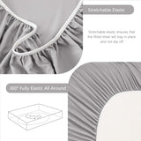Hotel Soft Bed Sheet Set- Bedding Sheets & Pillowcases -Breathable Bedding - Wrinkle, Fade, Stain Resistant-Deep Pocket Flat Fitted Bed Sheet Set(Silver-gray,Double)