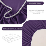 Hotel Soft Bed Sheet Set- Bedding Sheets & Pillowcases -Breathable Bedding - Wrinkle, Fade, Stain Resistant-Deep Pocket Flat Fitted Bed Sheet Set(Purple,Double)