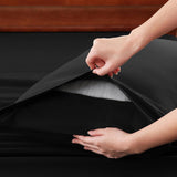 Hotel Soft Bed Sheet Set- Bedding Sheets & Pillowcases -Breathable Bedding - Wrinkle, Fade, Stain Resistant-Deep Pocket Flat Fitted Bed Sheet Set(Black,King)