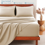Hotel Soft Bed Sheet Set- Bedding Sheets & Pillowcases -Breathable Bedding - Wrinkle, Fade, Stain Resistant-Deep Pocket Flat Fitted Bed Sheet Set(Camel Beige,King)