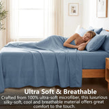 Hotel Soft Bed Sheet Set- Bedding Sheets & Pillowcases -Breathable Bedding - Wrinkle, Fade, Stain Resistant-Deep Pocket Flat Fitted Bed Sheet Set(Ocean,King Single)