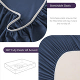 Hotel Soft Bed Sheet Set- Bedding Sheets & Pillowcases -Breathable Bedding - Wrinkle, Fade, Stain Resistant-Deep Pocket Flat Fitted Bed Sheet Set(Navy,Queen)