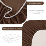Hotel Soft Bed Sheet Set- Bedding Sheets & Pillowcases -Breathable Bedding - Wrinkle, Fade, Stain Resistant-Deep Pocket Flat Fitted Bed Sheet Set(Chocolate,Queen)