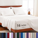 Hotel Soft Bed Sheet Set- Bedding Sheets & Pillowcases -Breathable Bedding - Wrinkle, Fade, Stain Resistant-Deep Pocket Flat Fitted Bed Sheet Set(White,Single)