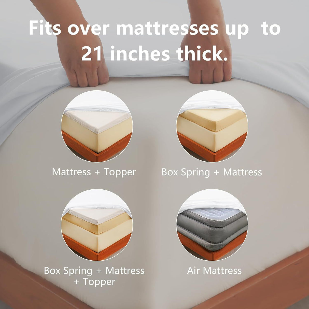 Hotel Soft Bed Sheet Set- Bedding Sheets & Pillowcases -Breathable Bedding - Wrinkle, Fade, Stain Resistant-Deep Pocket Flat Fitted Bed Sheet Set(Raw white,Single)